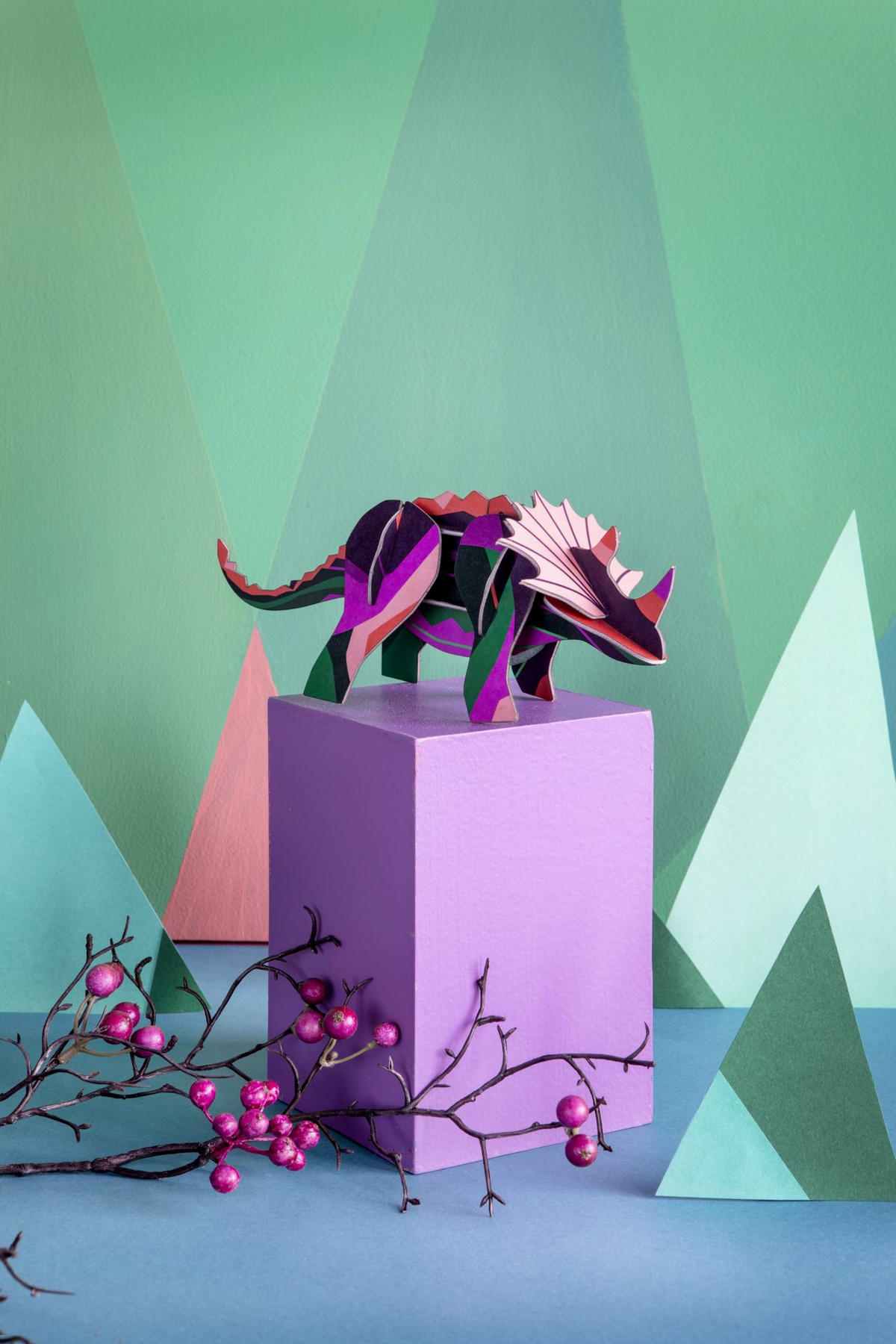 DEKOFIGUR Triceratops 7/9 cm - Multicolor, Wellpappe (7/9/20cm) - KUNSTLOFT
