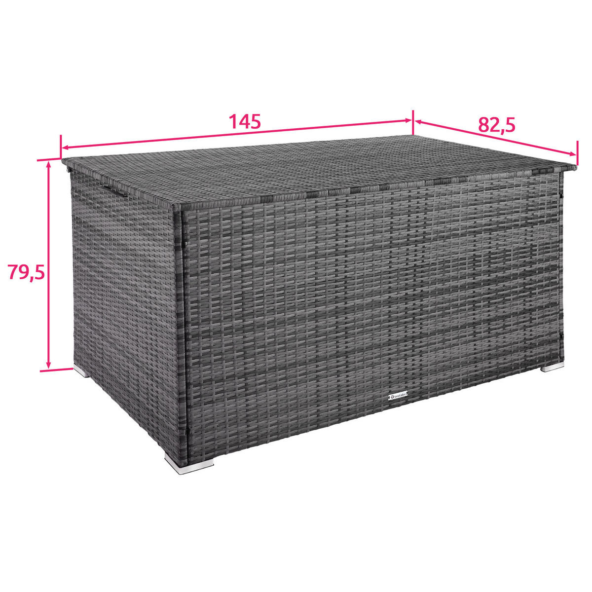 AUFLAGENBOX Oslo,145 x 82,5 x 79,5 cm,grau - Grau, Kunststoff (82.5/79.5/145cm) - tectake