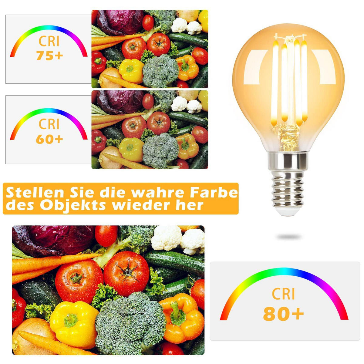 LED žárovky E14 4W (sada 6 ks) - průhledná, sklo (4.5/7.7cm) - Nettlife
