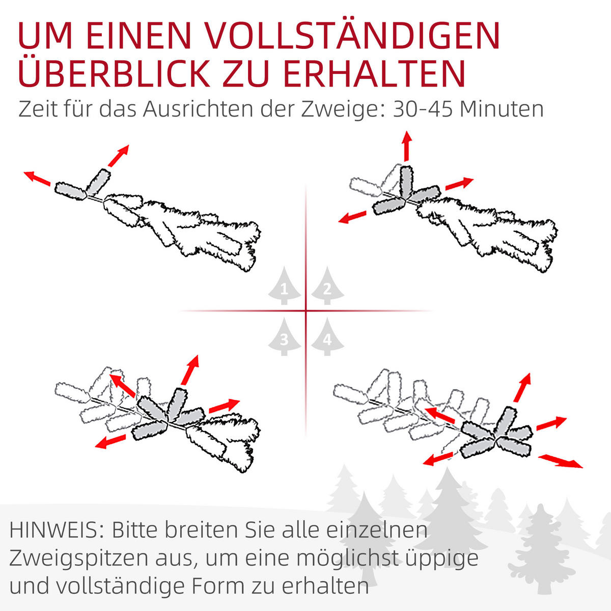 KÜNSTLICHER Weihnachtsbaum, 180 cm Christbaum mit 793 Spitzen für Weihnachten - Grün, Kunststoff (180cm) - HOMCOM