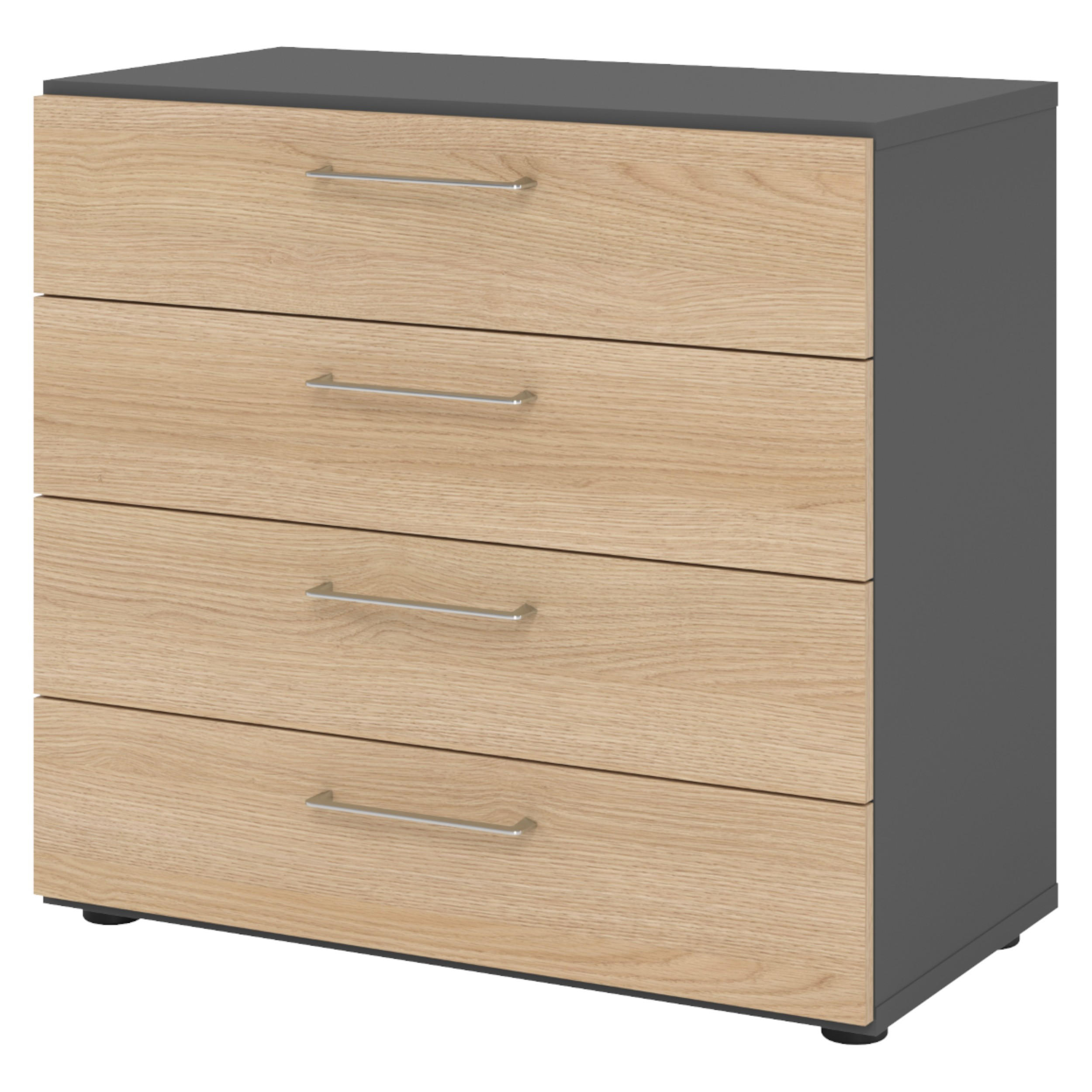 SCHUBLADENSCHRANK - 4 Schübe 42/80/74,8 cm in Graphitfarben/Eichefarben - Eichefarben/Graphitfarben, Holzwerkstoff (80/74.8/42cm) - bümö