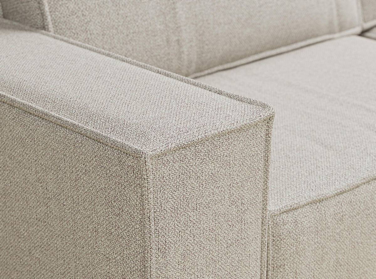 ECKSOFA MIT SCHLAFFUNKTION Zaya Beige Webstoff - Schwarz/Grau, Holz/Holzwerkstoff (255/148cm) - Maison de Reve