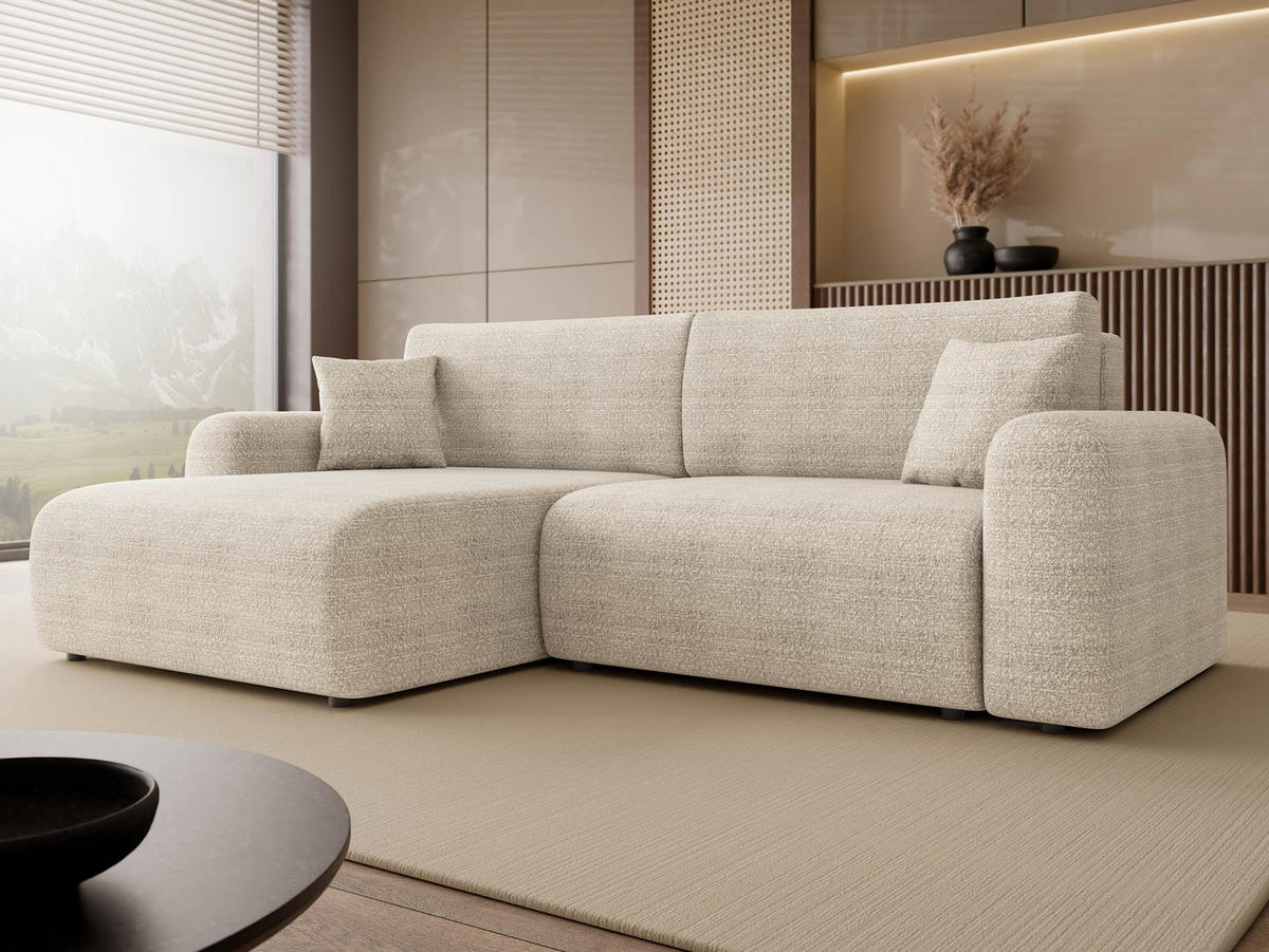 ECKSOFA Floryn L - Beige/Schwarz, Holz/Kunststoff (245/145cm) - MIRJAN24