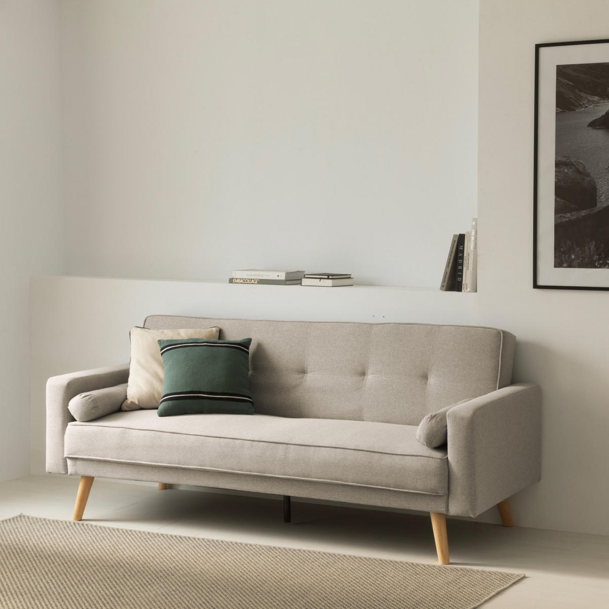 SCHLAFSOFA Dallas Beige 205 cm x 85.5 cm - Beige, Textil (205/85/81cm) - Kenay Home