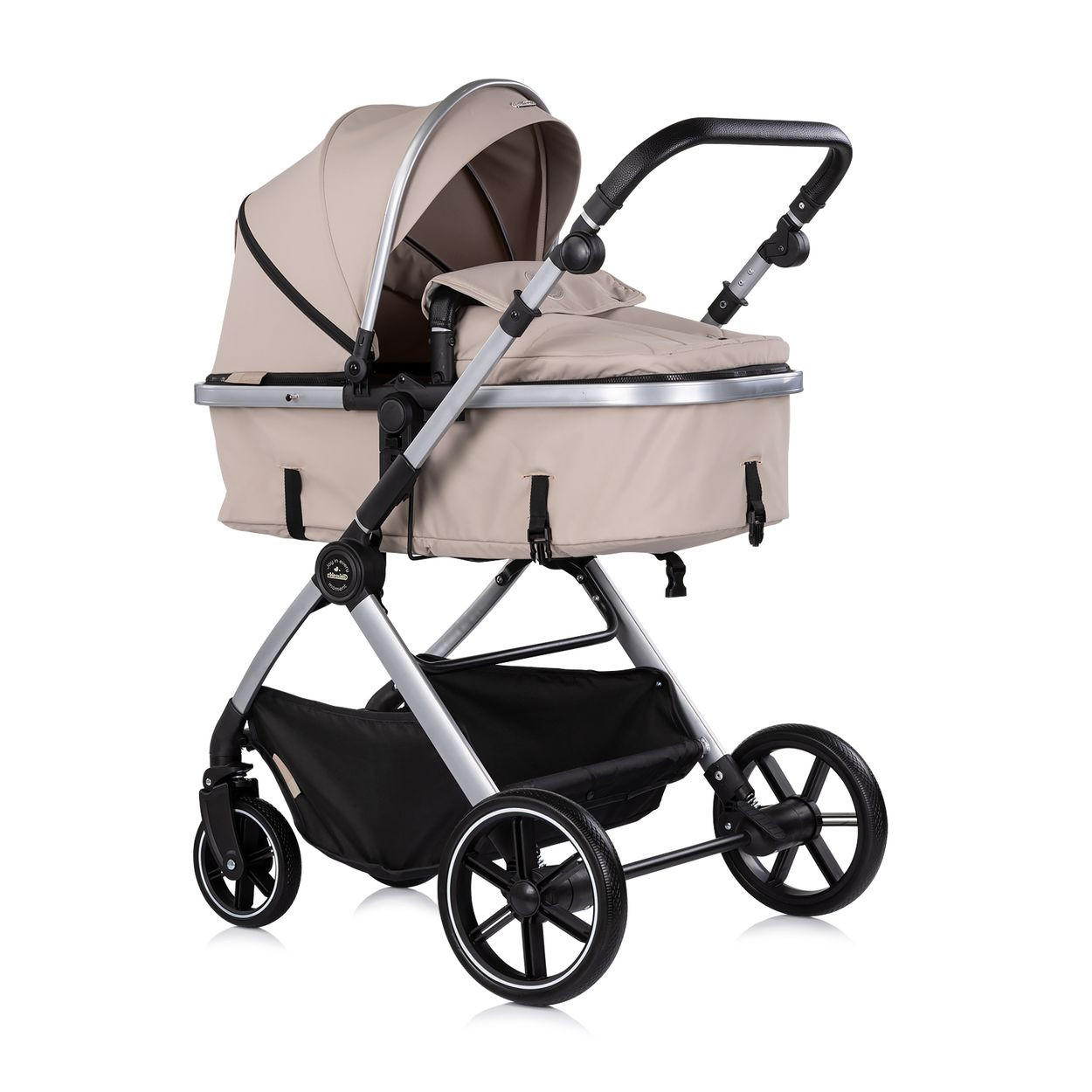 KOMBIKINDERWAGEN Pearl 2 in 1 hellbraun EVA-Material, 5-Punkt-Gurt, Babywanne, Babyschale, Sportsitz - Braun, Metall (75/65/104cm) - Chipolino