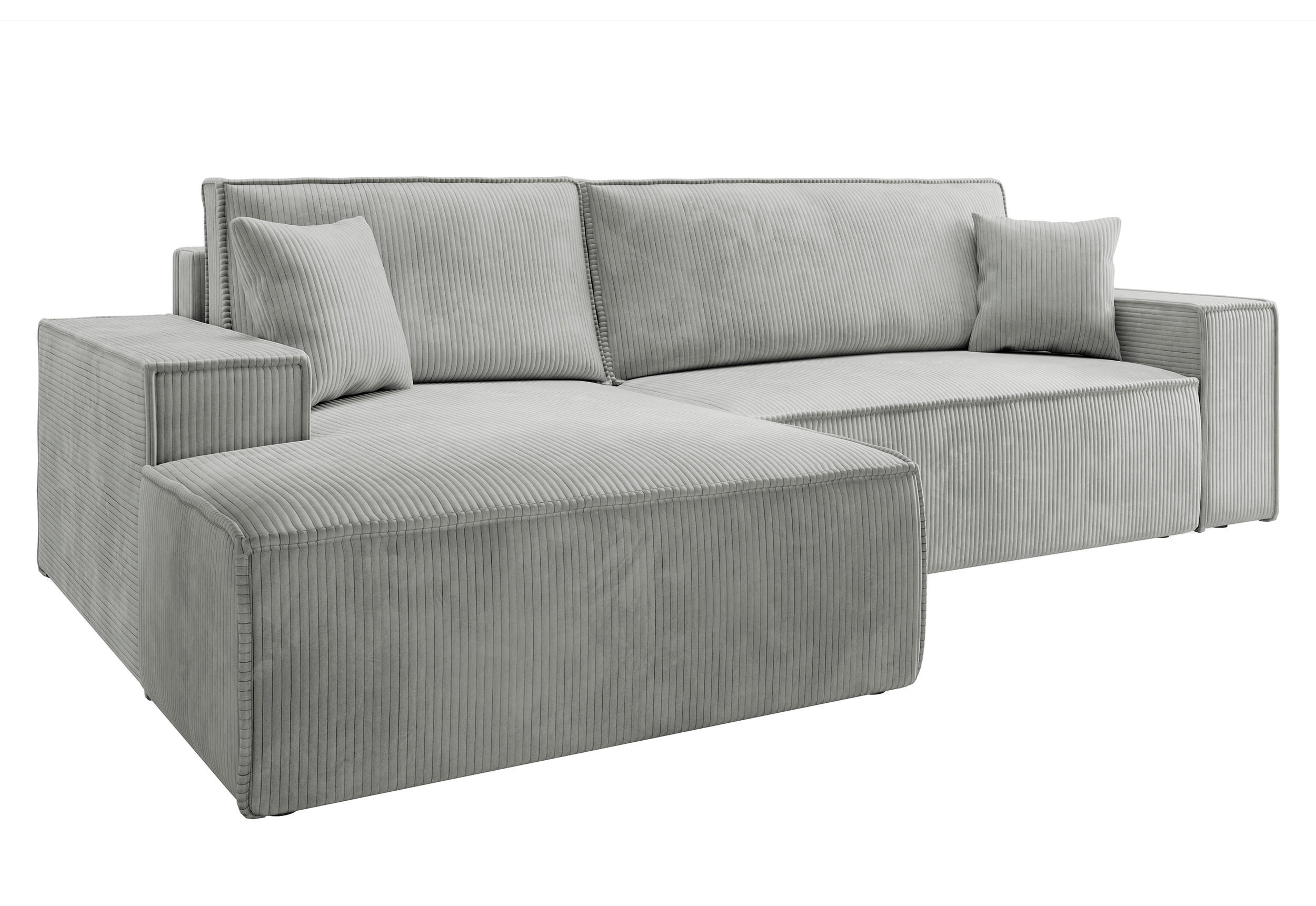 ECKSOFA Farese Hellgrau Cordbezug - Hellgrau/Schwarz, Kunststoff/Textil (267/167cm) - Selsey