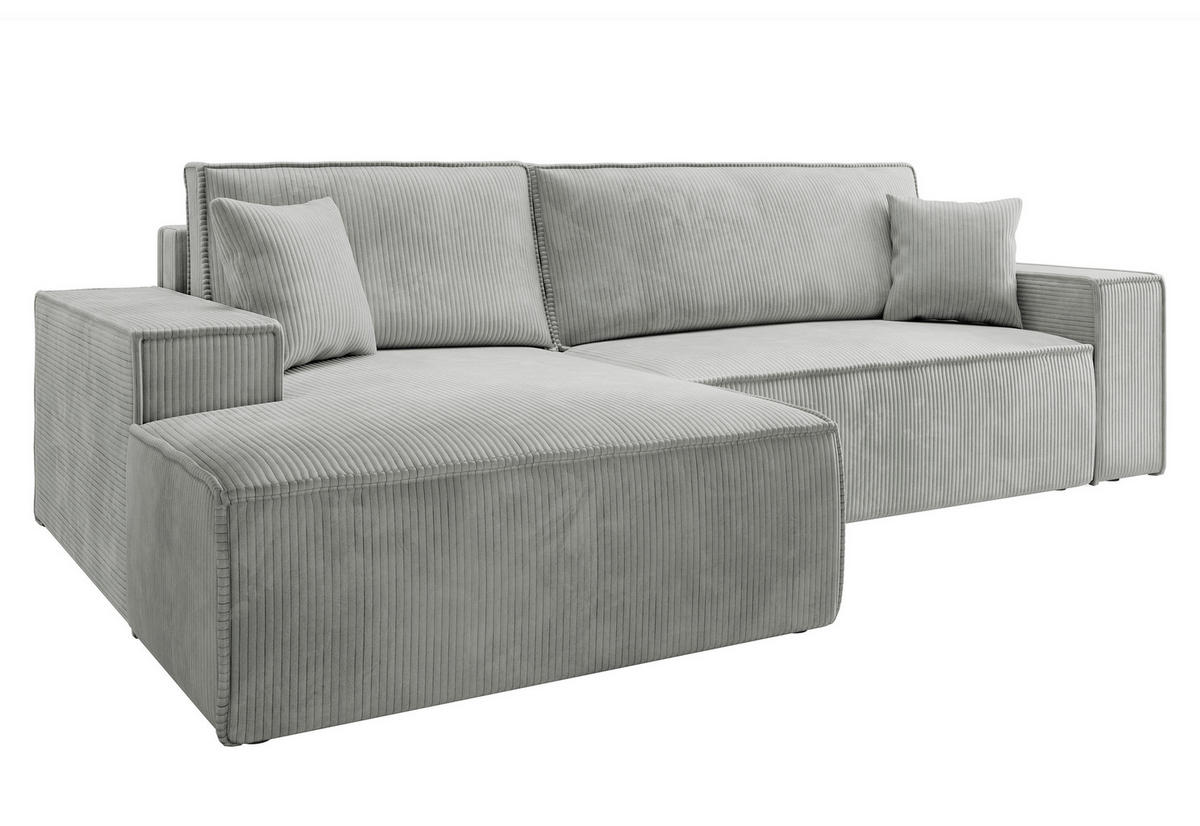 ECKSOFA Farese Hellgrau Cordbezug - Hellgrau/Schwarz, Kunststoff/Textil (267/167cm) - Selsey
