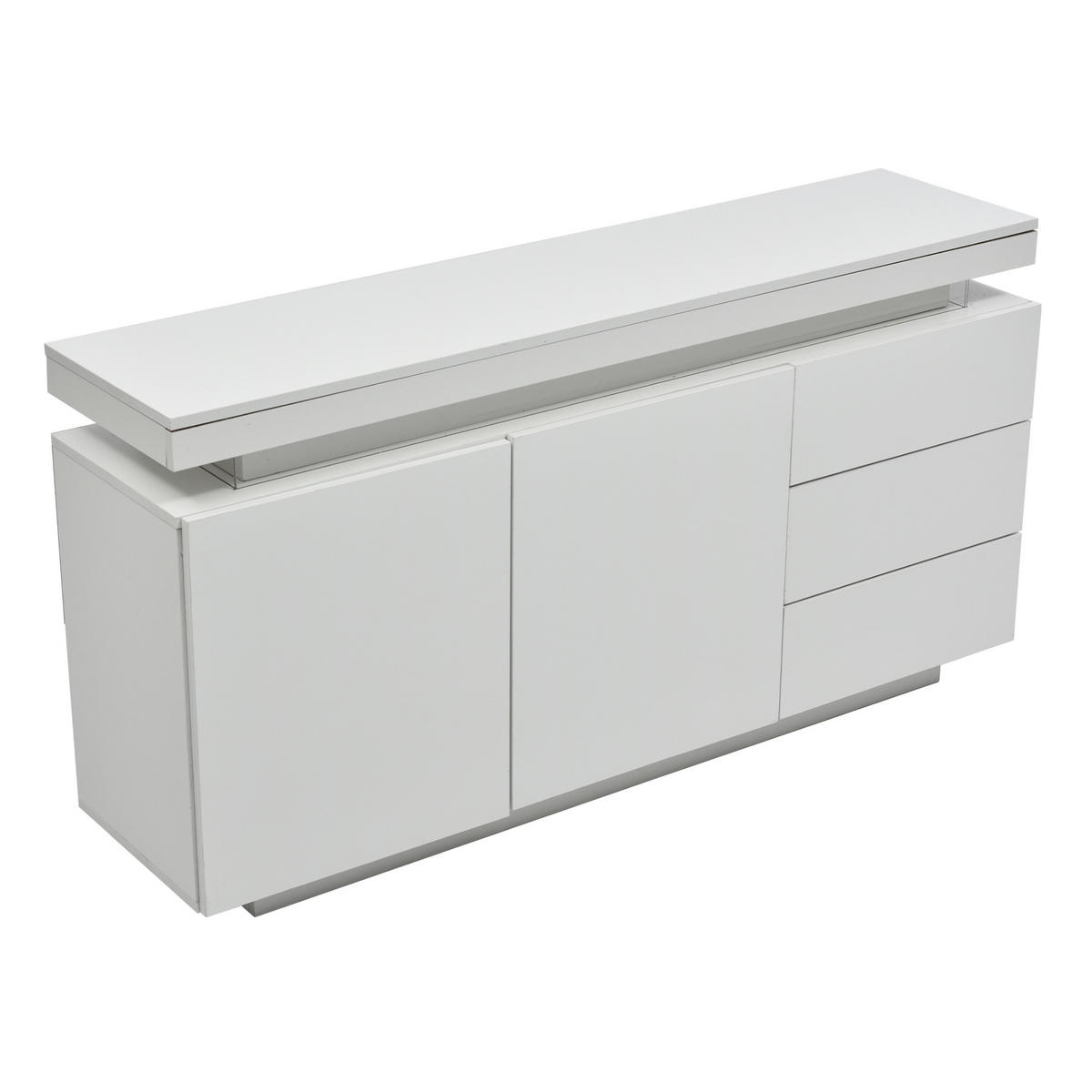 SIDEBOARD 140/35/72,5 cm aus Spanplatte mit LED-Beleuchtung und Hochglanzfront Weiß - Weiß, Holzwerkstoff (140/72.5/35cm) - Modenvie