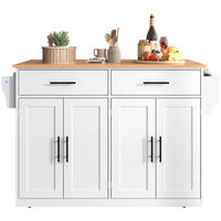 KÜCHENINSEL 120/91,5/46 cm Weiß/Natur aus MDF mit klappbarer Tischplatte - Weiß, Holzwerkstoff (71/91.5/120cm) - OKMYHOME