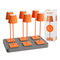 LED Akku-Tischlampe, Nuindie 3.0 6er-Set mit Ladestation, glutorange - Orange, Metall (38/10/38cm) - Sigor