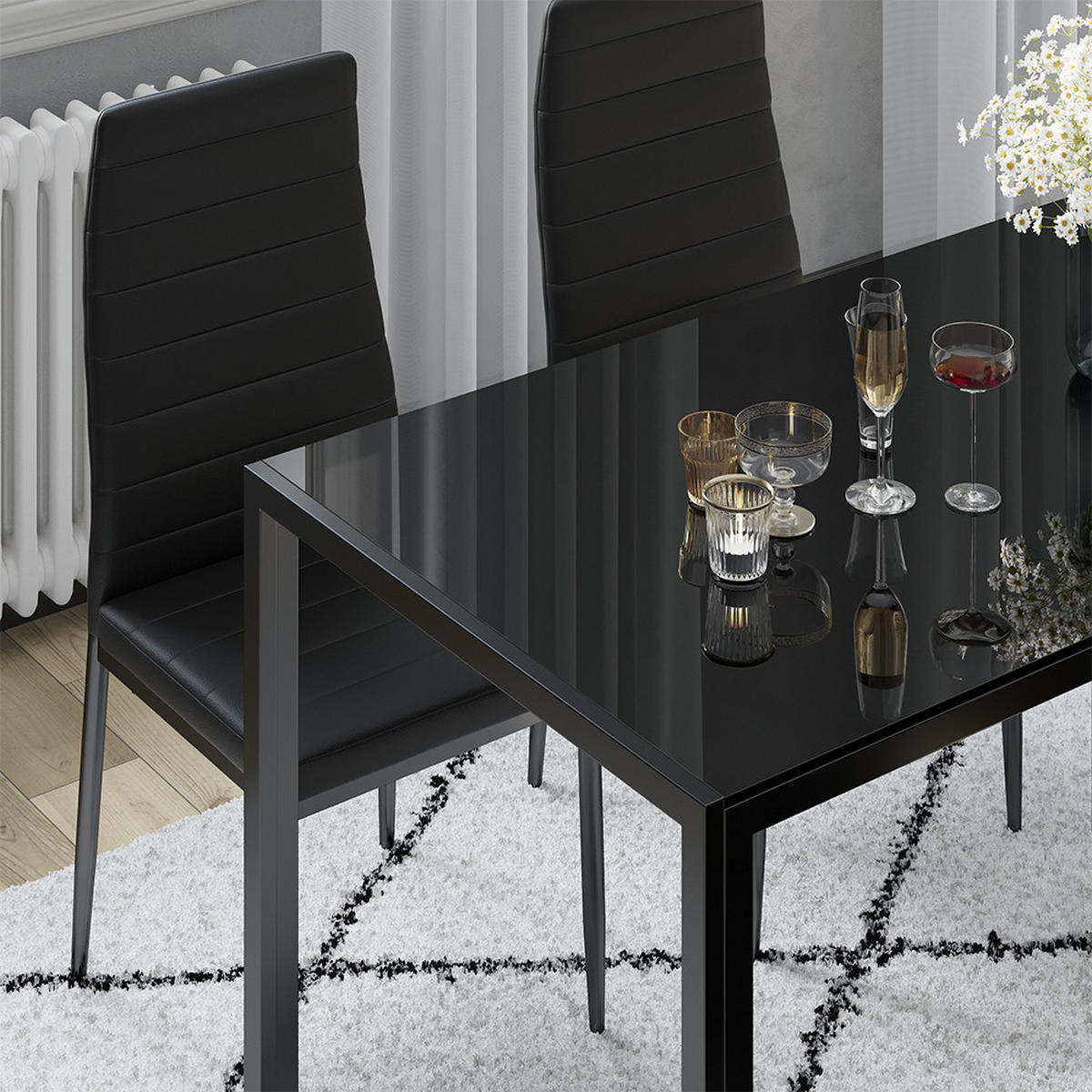 ESSZIMMERSTUHL Grand Schwarz 42.5 x 48 cm 4er Set - Schwarz, Kunststoff (42.5/96/48cm) - Vicco