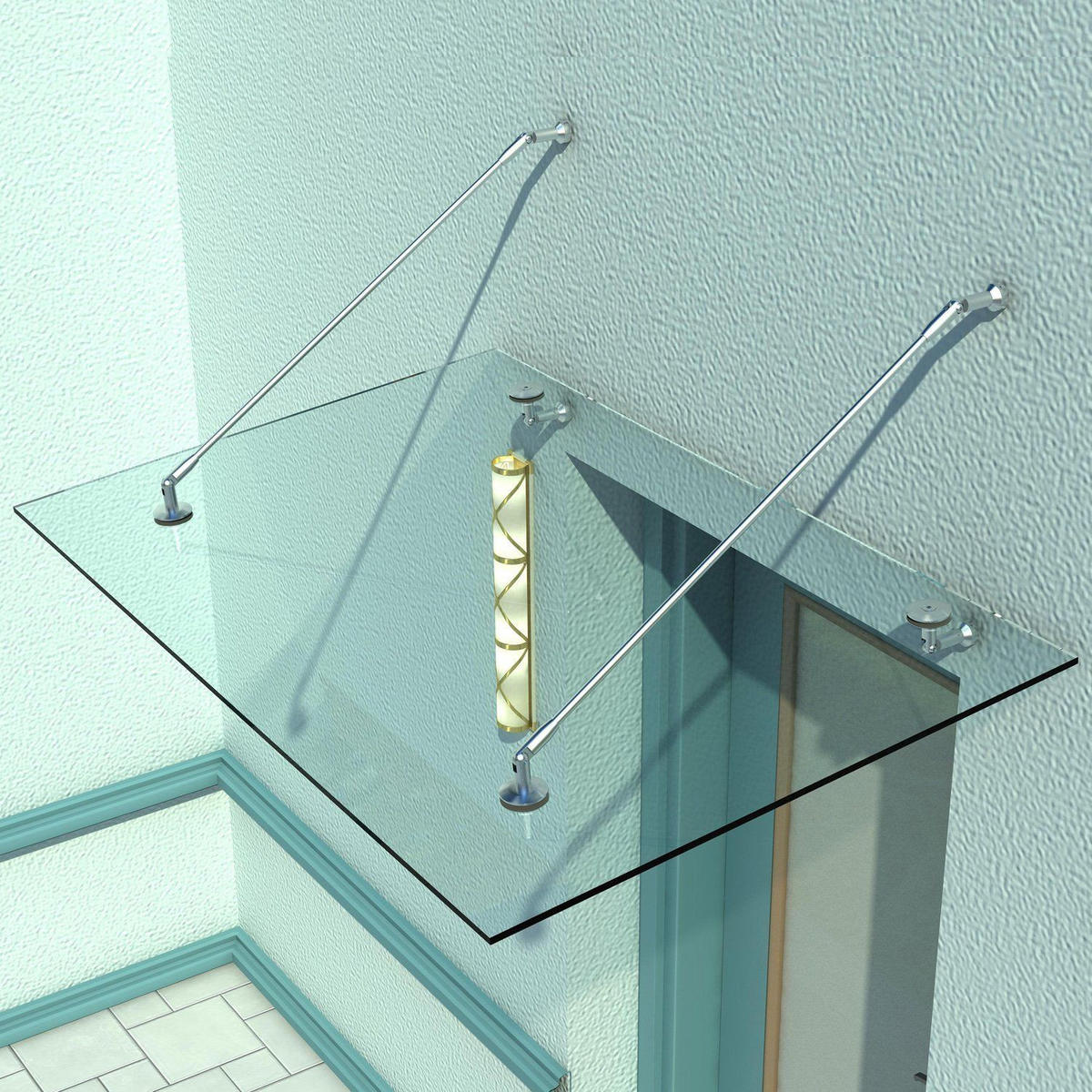 GLASVORDACH Edelstahl Gehärtetes Glas Transparent - Transparent, Metall (90/1/150cm) - HOMCOM