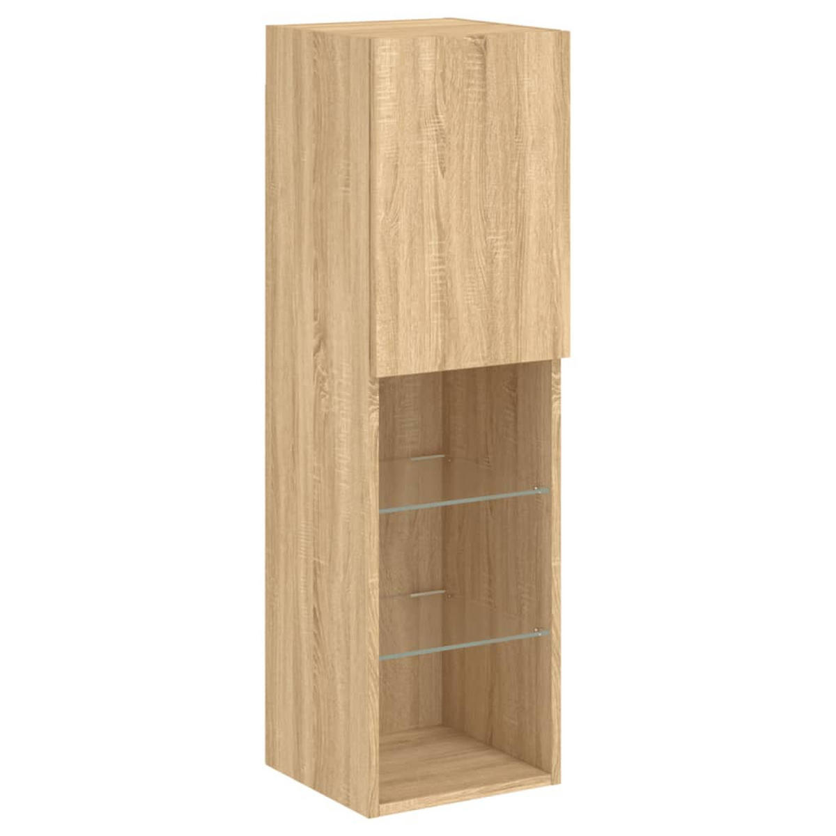 WOHNWAND Mit Led-Beleuchtung Sonoma-Eiche Holzwerkstoff 4-teilig - Braun, Holzwerkstoff (30/102/40.5cm) - vidaXL