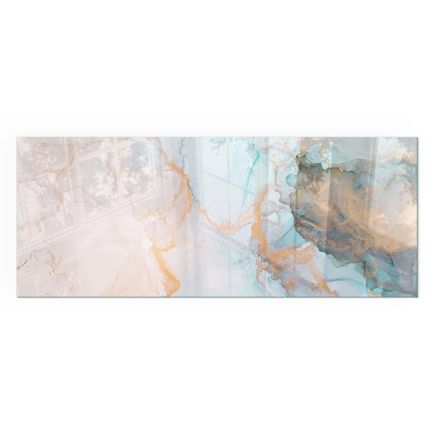 GLASPLATTE für Kamin 125x50 cm - Türkis, Glas (125/50/0.4cm) - TULUP