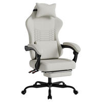 GAMING-STUHL ergonomischer, Bürostuhl mit Fußstütze & Lendenstütze - Weiß, Textil (65/114/65cm)