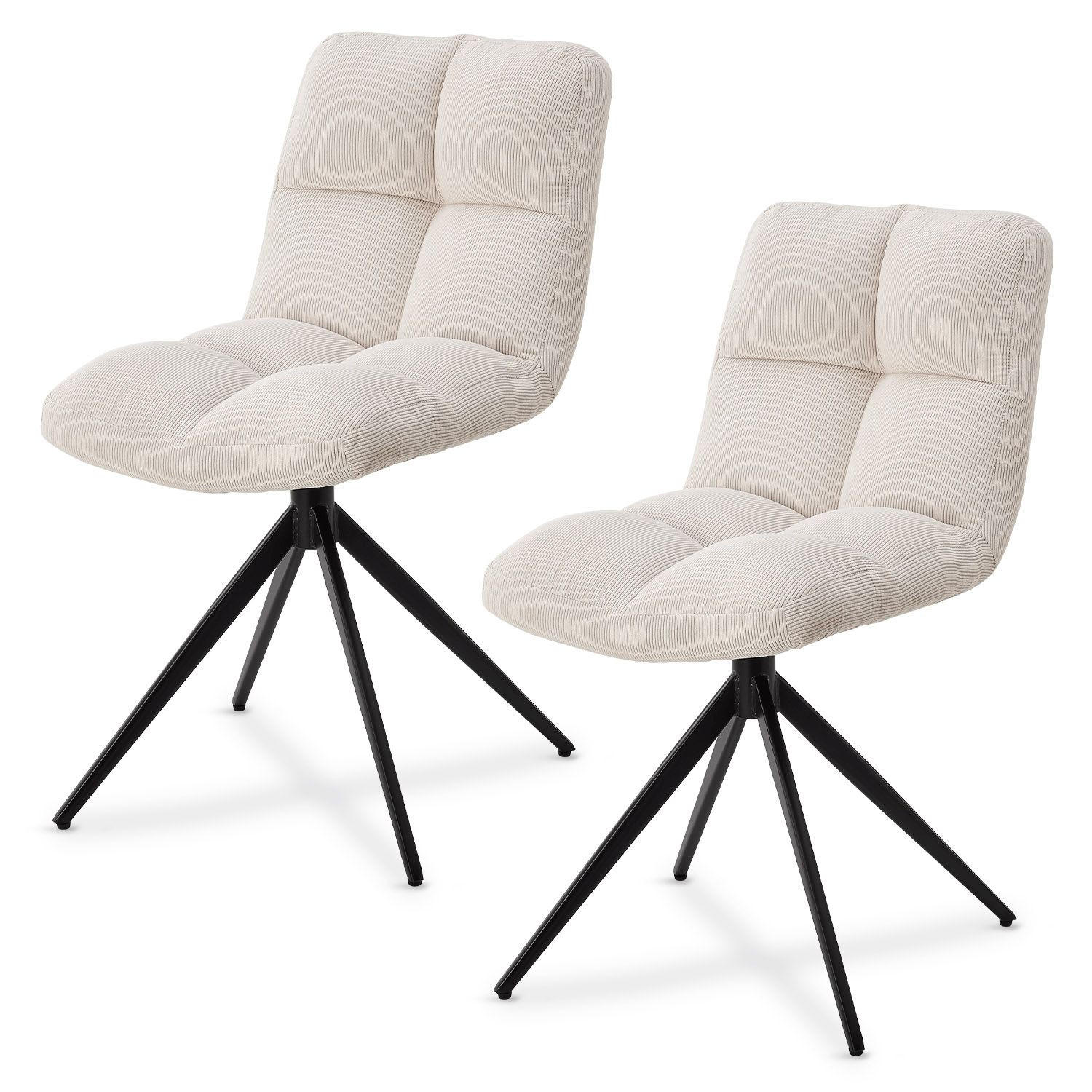 DREHSTUHL Dallas cord beige (2er-Set) - Beige, Textil (45/84/45cm) - Juskys