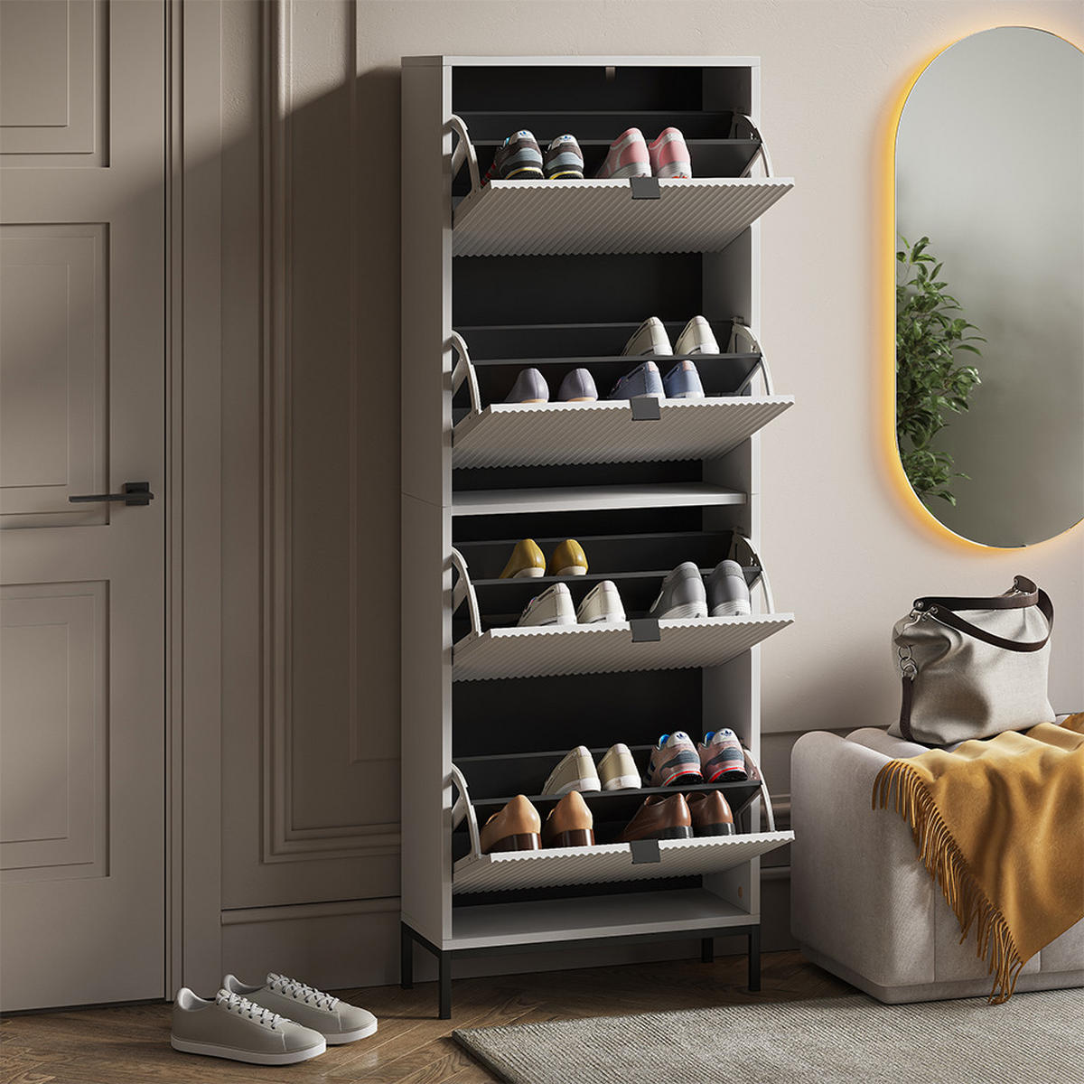 BOTNÍK NA BOTY Eliza Bílá - bílá, kompozitní dřevo (60/168/24cm) - Vicco