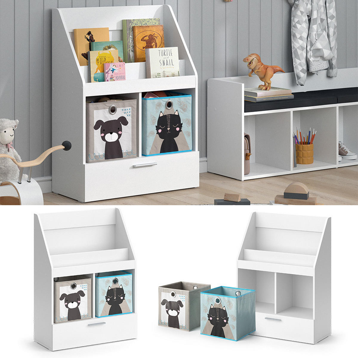 DĚTSKÁ POLIČKA Luigi Bílá - bílá, kompozitní dřevo (72/96.2/31.2cm) - Vicco