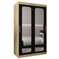 SCHWEBETÜRENSCHRANK 200/120/62 2-türig - Silberfarben/Schwarz, Holz/Kunststoff (120/200/62cm) - Abiks Möbel