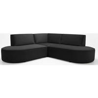 ECKSOFA Nora L-Form 3-Sitzer Universell, Samt, Schwarz 223/73/223 cm - Schwarz Hochglanz/Schwarz, Kunststoff/Textil (223/223cm) - WFL GROUP