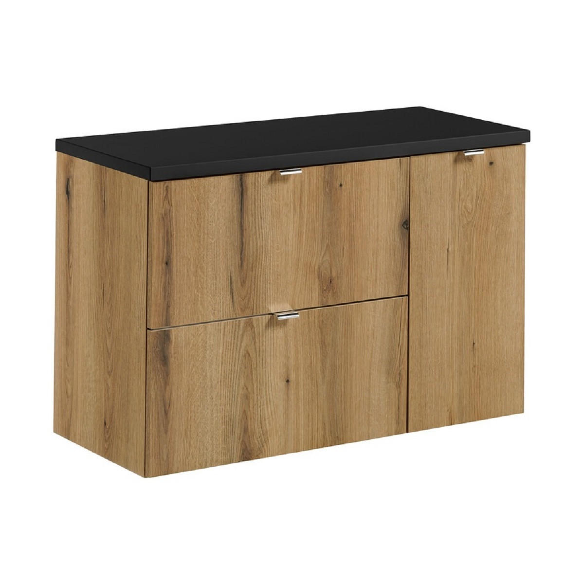 Milaros Markt Waschtischunterschrank Eiche Wotan, Schwarz 90x57x40 cm