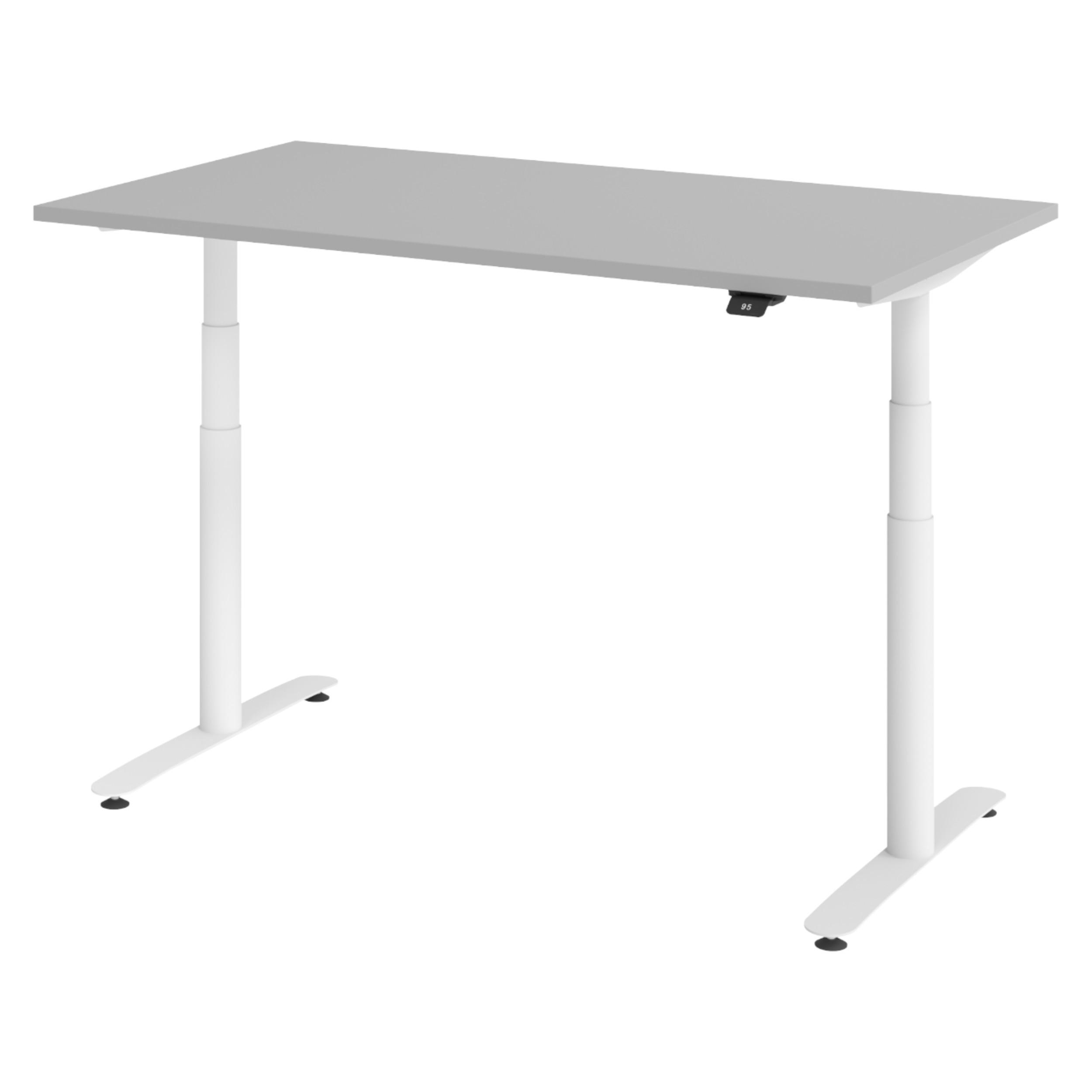 SCHREIBTISCH elektrisch Bluetooth & App XDLR 80/140/72 cm in Grau/Weiß - Weiß/Grau, Holzwerkstoff (80/140/72cm) - bümö