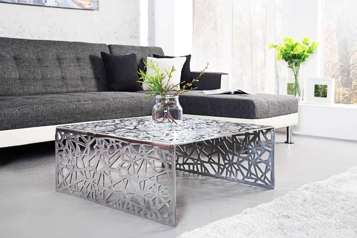 COUCHTISCH ABSTRACT rechteckig Silber 60cm - Silberfarben, Metall (60/60/32cm) - riess-ambiente