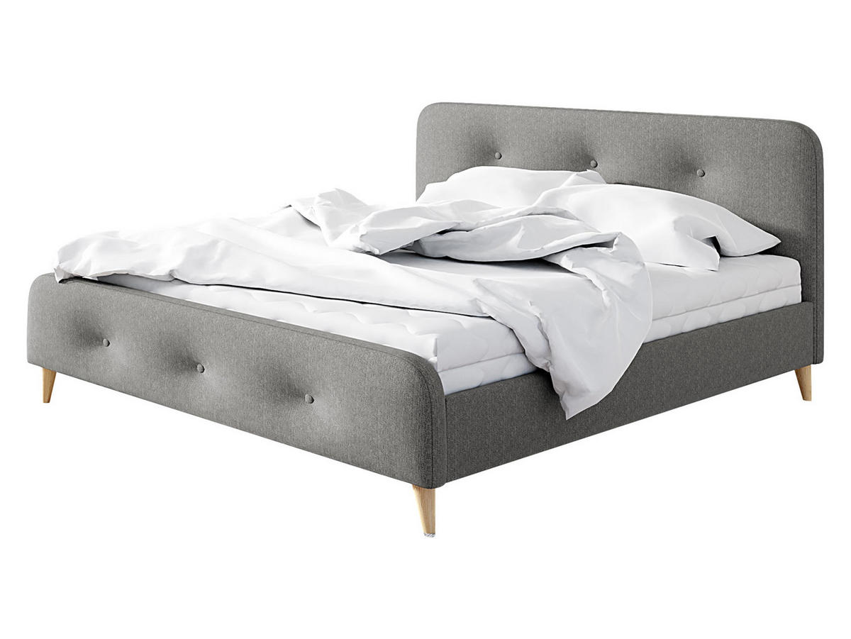 POLSTERBETT Loham New - Naturfarben/Grau, Holz/Holzwerkstoff (160/200cm) - MIRJAN24
