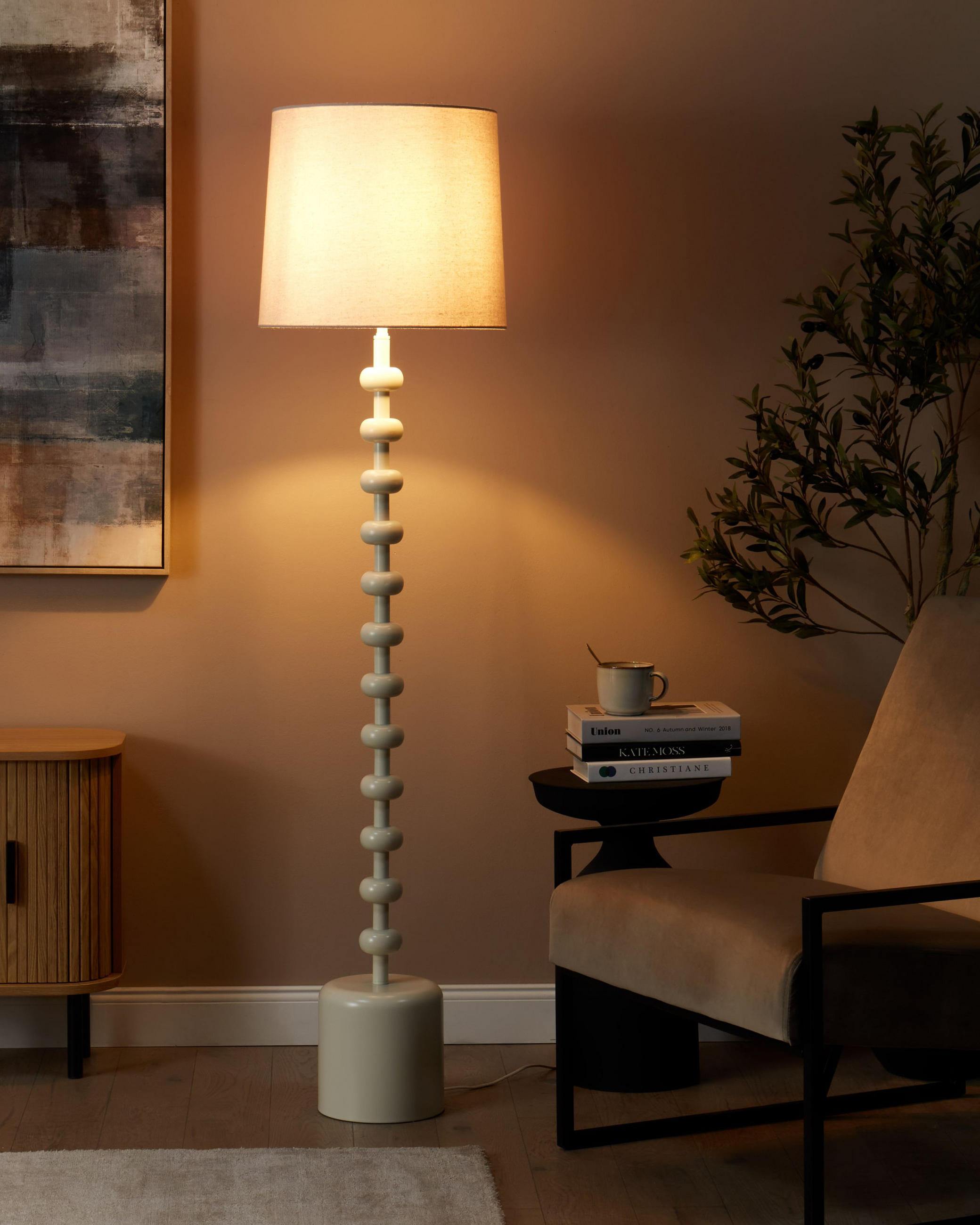 STEHLAMPE Weiß Krios - Weiß, Textil (36/36/160cm) - Beliani