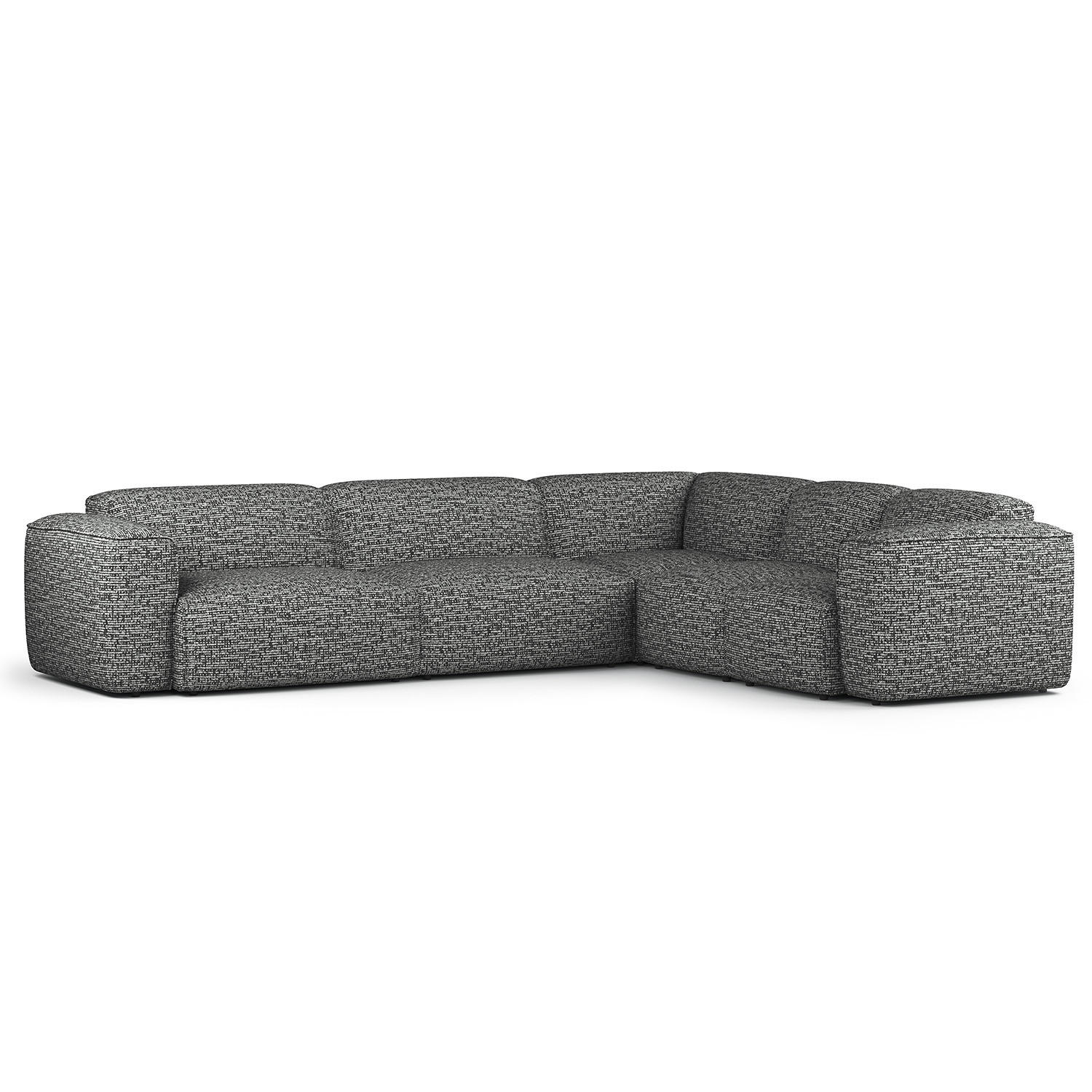 ECKSOFA mit Rundecke - Schwarz/Grau, Kunststoff/Textil (325/260cm) - home24