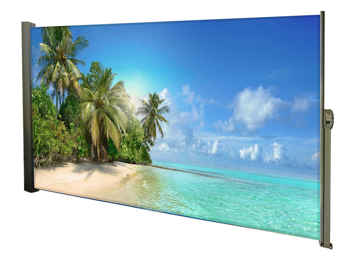 SEITENMARKISE Fabi Motiv Malediven Mehrfarbig Markise ausziehbar - Blaugrau, Kunststoff (9/160/300cm) - DELUKE