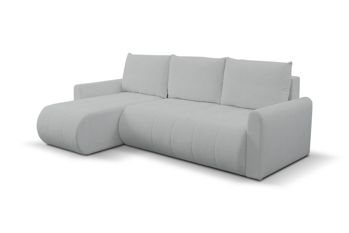 ECKSOFA Sprento Hellgrau, aus Boucle-Stoff, mit Schlaffunktion und Bettzeugfach - Hellgrau, Holzwerkstoff/Textil (230/149cm) - Bettso