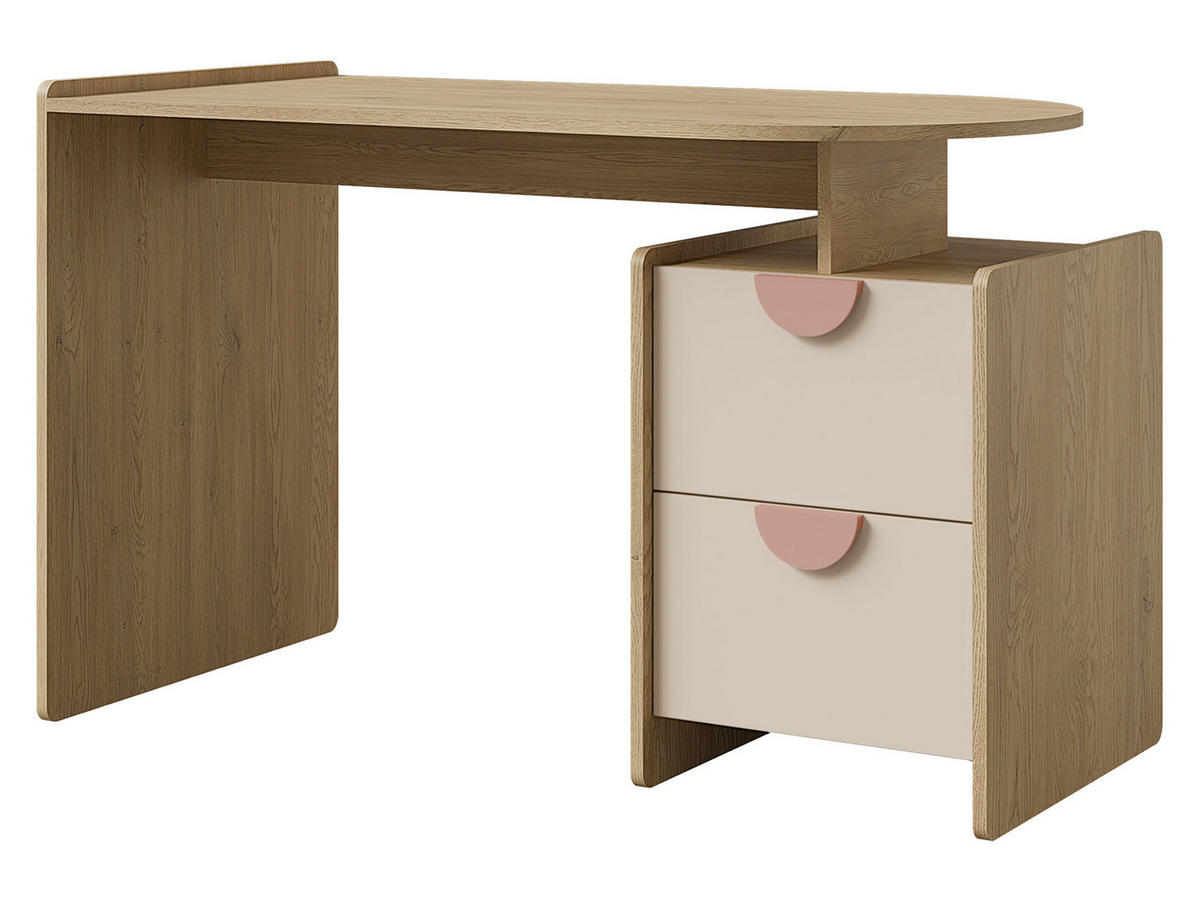 KINDERSCHREIBTISCH Lexi 2S 12 L / P - Eichefarben/Rosa, Holzwerkstoff/Kunststoff (121/78/60cm) - MIRJAN24