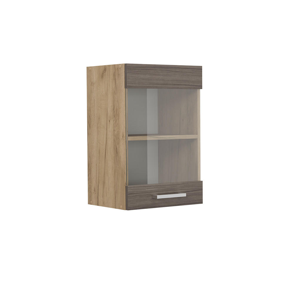 Vicco Küchenglasschrank Grau, Eiche 40x60x31 cm