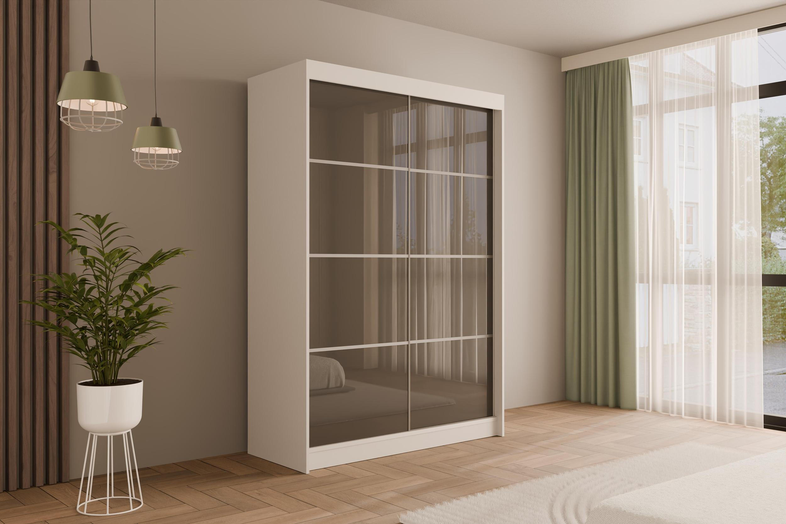 KLEIDERSCHRANK PEKA III - 120 cm - Weiß|Grau - Weiß/Grau, Holzwerkstoff (120/215/61cm) - ALTDECOR