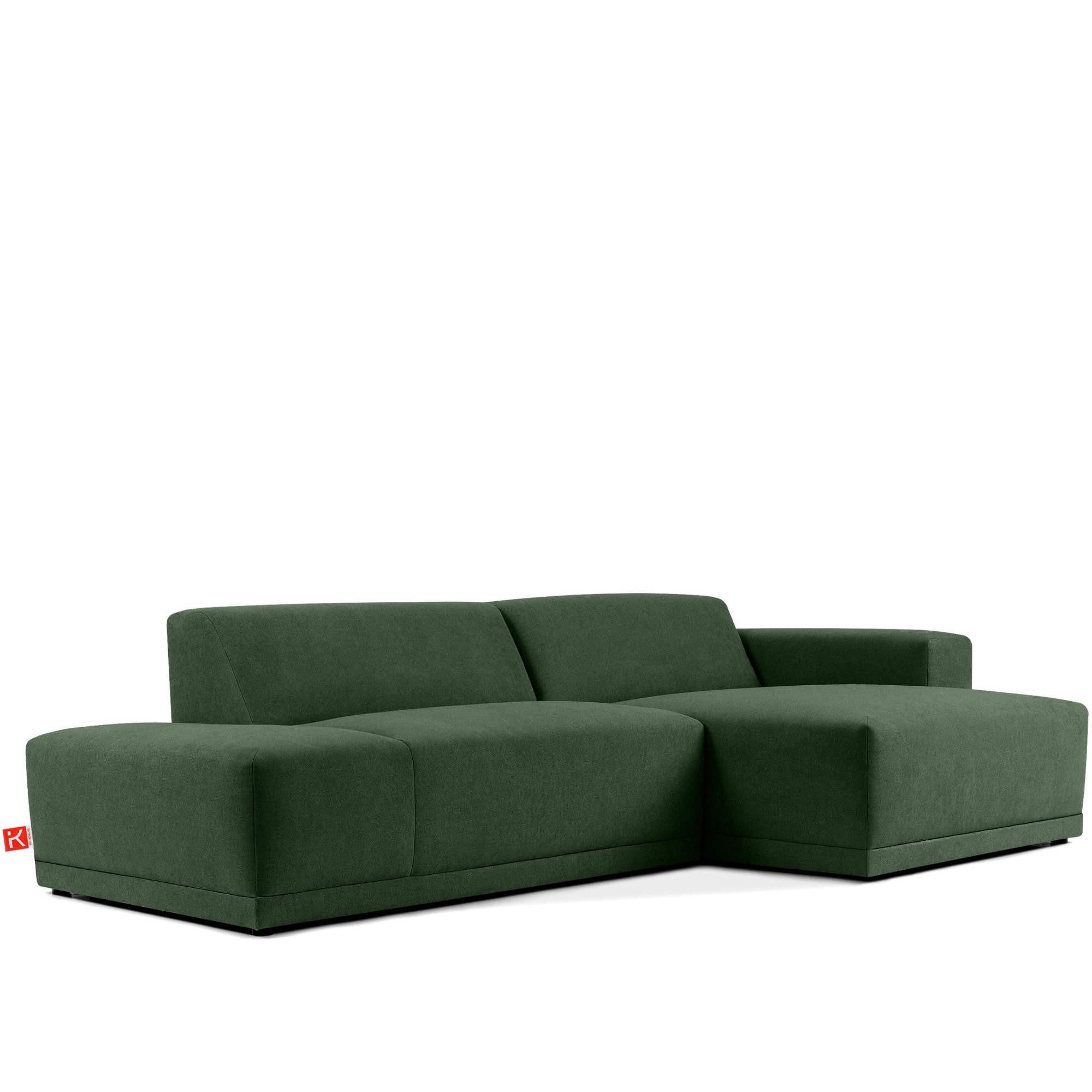 ECKSOFA RECHTS MUDI in moderner Optik mit hochwertigem Kaltschaum, Cord-Stoff, Grün - Schwarz/Grün, Textil (280/160cm) - KONSIMO®