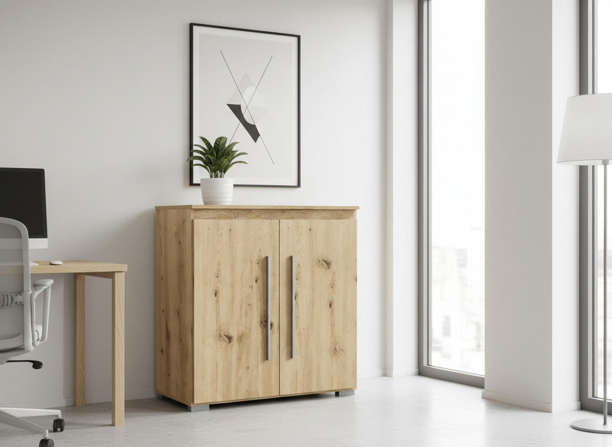 KOMMODE 85/92/50 cm Artisan Oak - Silberfarben/Eiche Artisan, Holzwerkstoff/Kunststoff (85/92/50cm) - arthur berndt