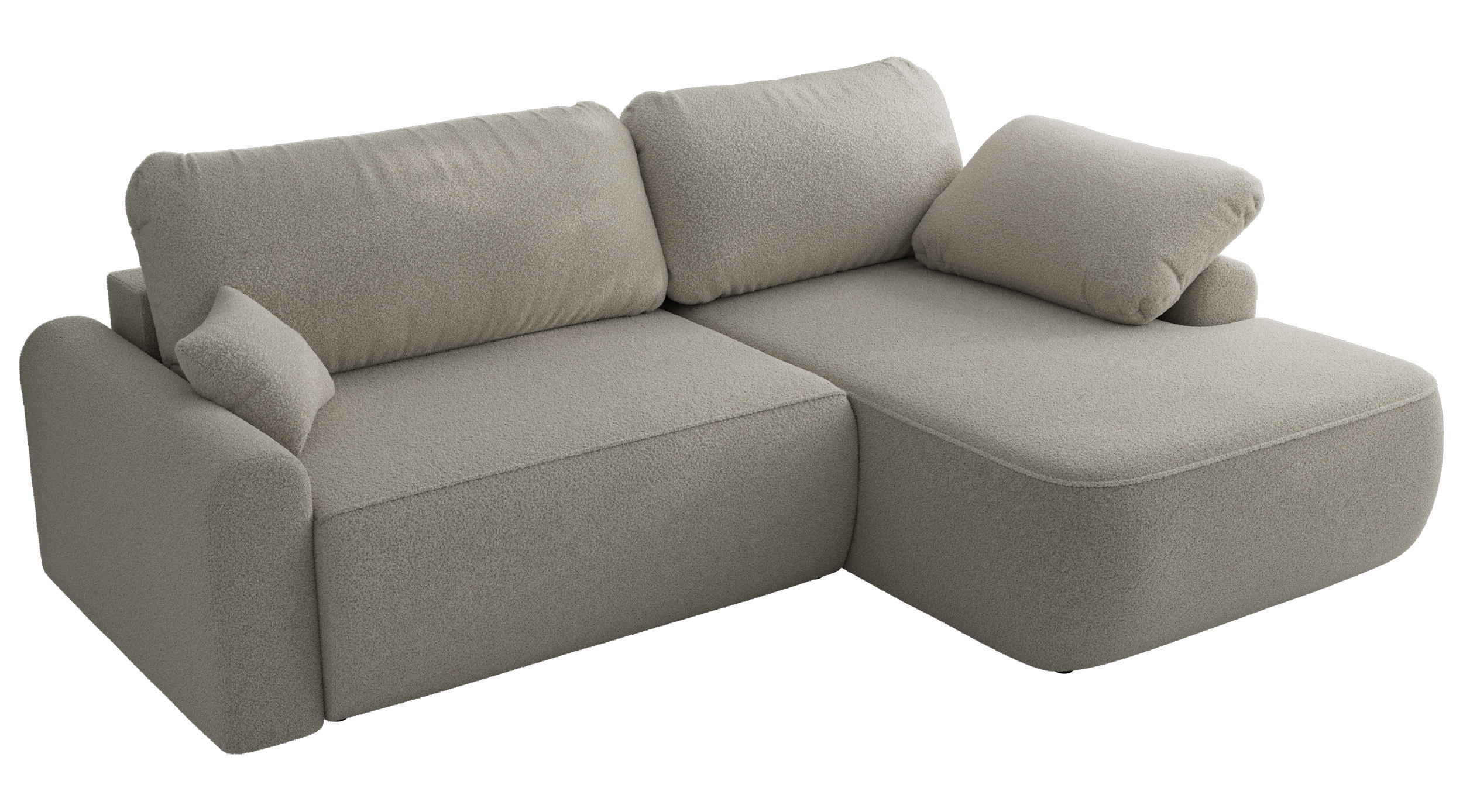 ECKSCHLAFSOFA CUBO L Hellgrau Boucle - rechts - Hellgrau/Schwarz, Kunststoff/Textil (187/273cm) - MKS