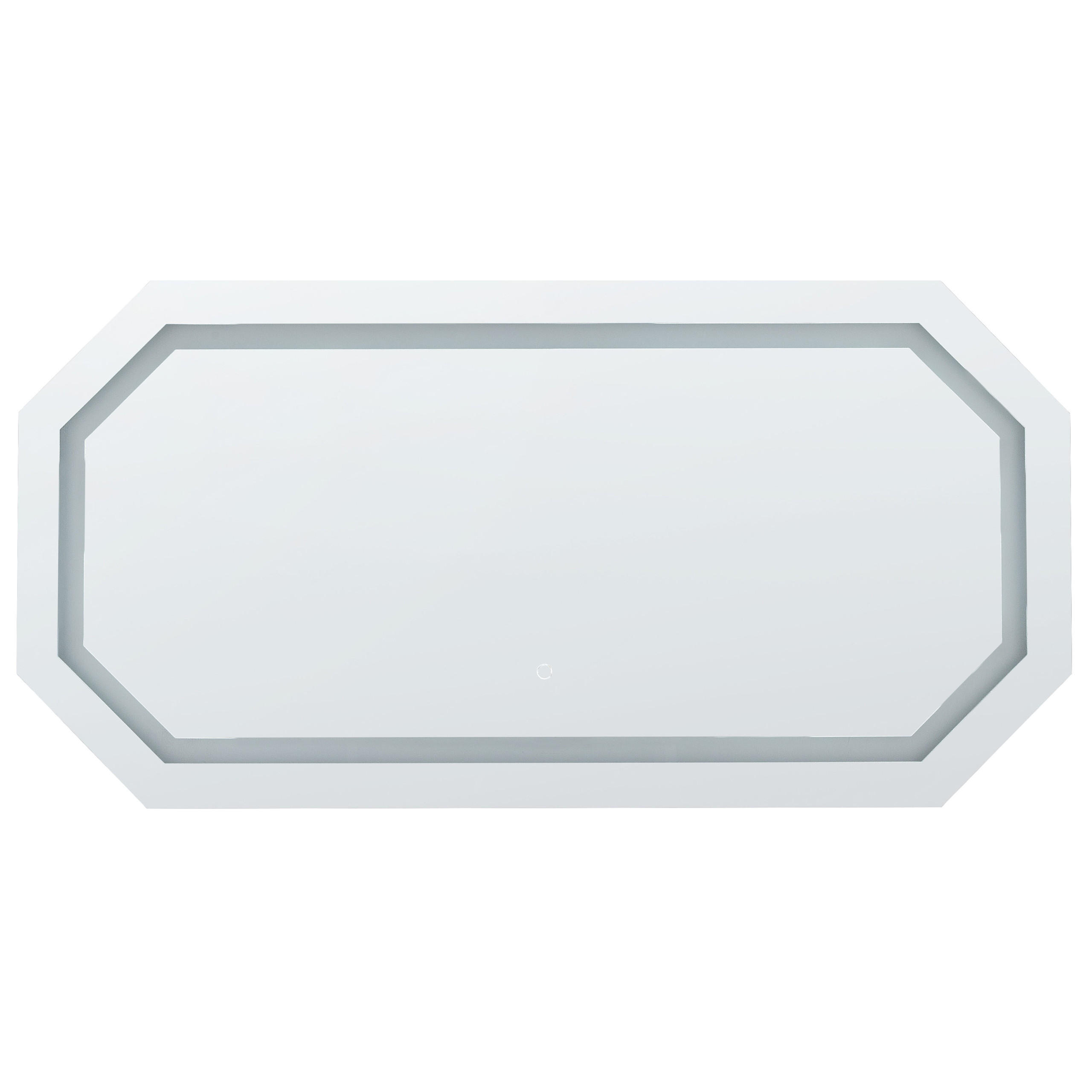 BADSPIEGEL mit LED-Beleuchtung achteckig 120/60 cm Locmariaquer - Silberfarben, Glas (120/60/4cm) - Beliani
