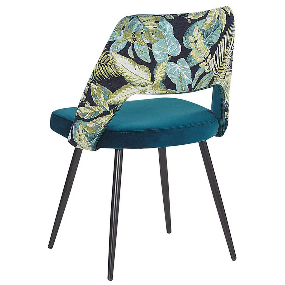 ESSZIMMERSTUHL 2er-Set Samtstoff Blau Ansley - Blau, Textil/Metall (50/79/43cm) - Beliani