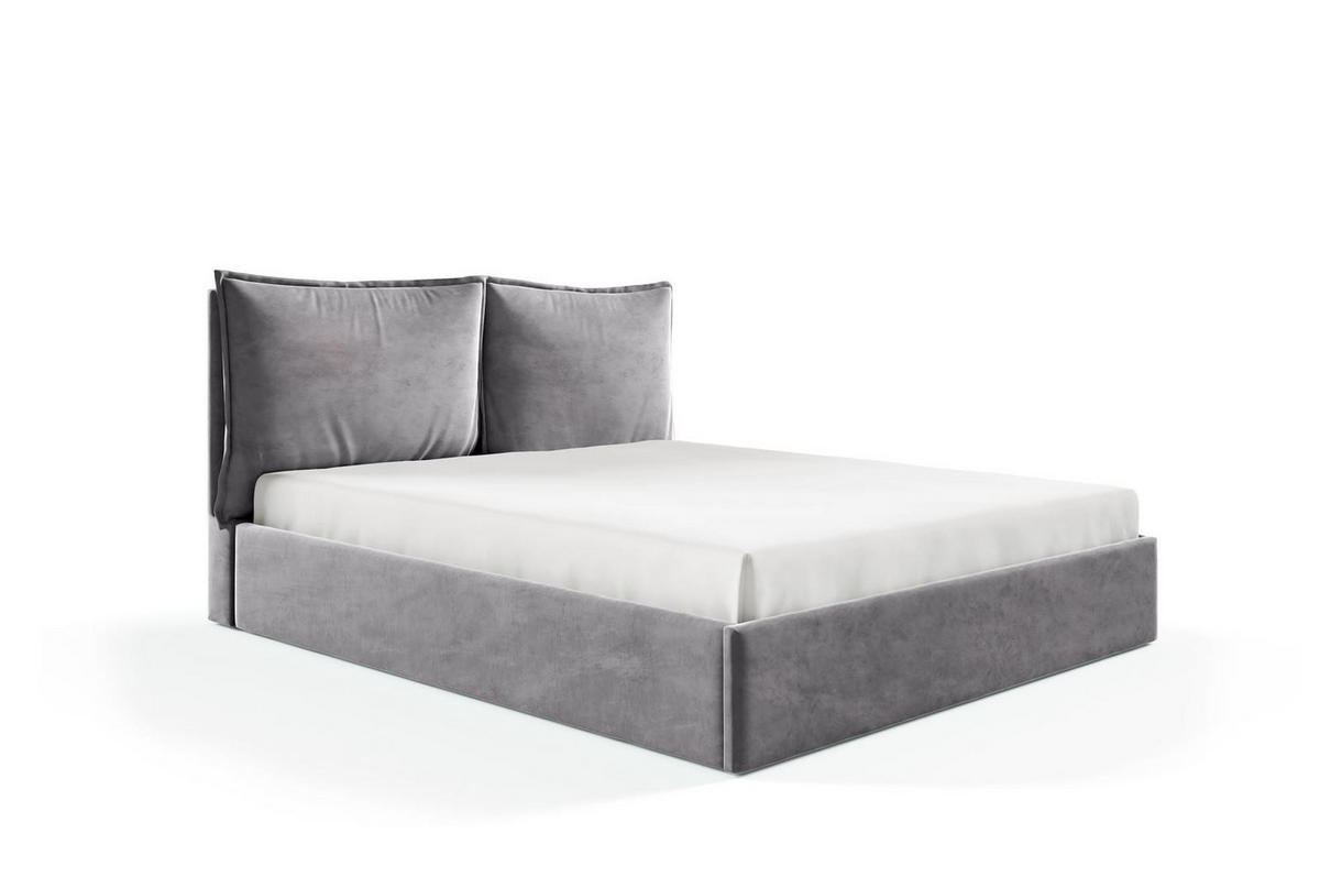 POLSTERBETT Glam Grau 120x200 cm, mit Bettkasten und Kopfteil aus Kissen - Grau, Holzwerkstoff/Textil (120/200cm) - Bettso