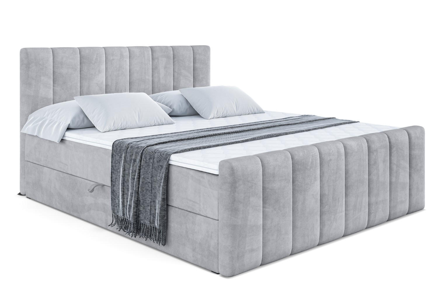 AMERICKÁ postel OTTA-Z – 180 x 200 cm – H4 – světle šedá - světle šedá, kompozitní dřevo (180/200cm) - ALTDECOR