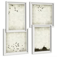 BILDER SET 4er Set - 50x50 cm & 40x60 cm Weißer Rahmen - Minimalistische Vogelmalerei - Weiß, Kunststoff (50/50cm) - TULUP