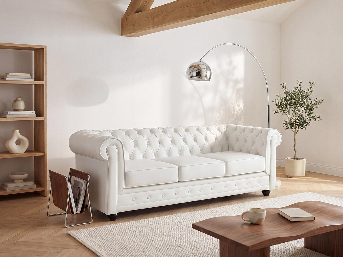 SOFA ohne Schlafmöglichkeit - 2 Personen - Leder - Weiß - - Weiß, Leder (165/72/88cm) - Vente-Unique