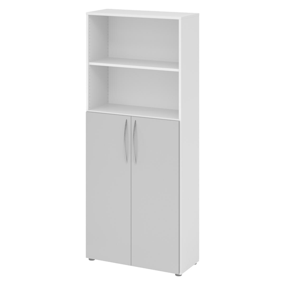 REGALSCHRANK - 5 Ordnerhöhen 35/80/188 cm in Weiß/Grau - Weiß/Grau, Holzwerkstoff (80/188/35cm) - bümö