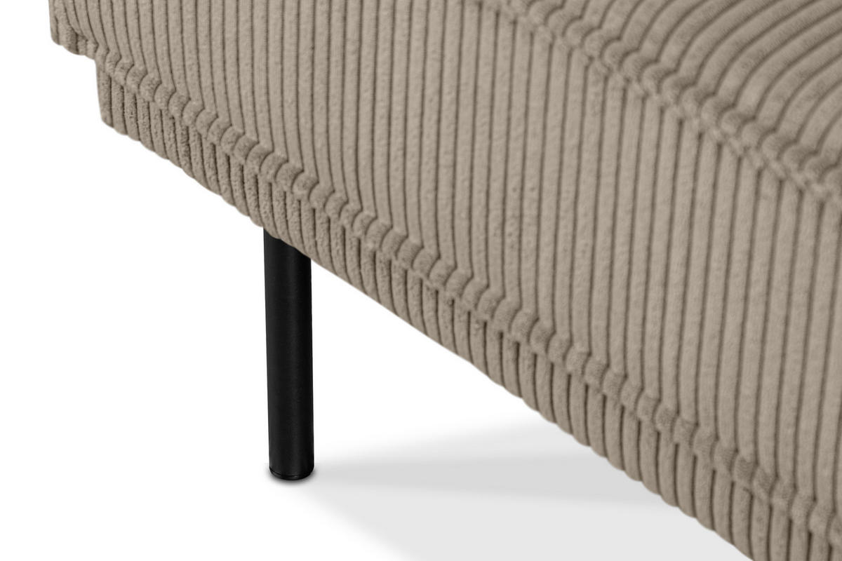 3-SITZER-SOFA GANZO 2 Kissen inklusive, Cord-Stoff, beige - Beige/Schwarz, Textil/Metall (193/84/92cm) - KONSIMO®