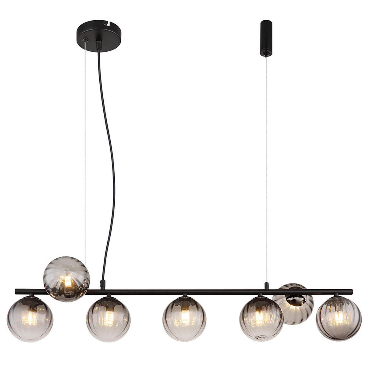 HÄNGELEUCHTE DALLERTA Metall, Schwarz, Glas, Rauchoptik - Schwarz, Glas (95/17.5/120cm) - Globo Lighting