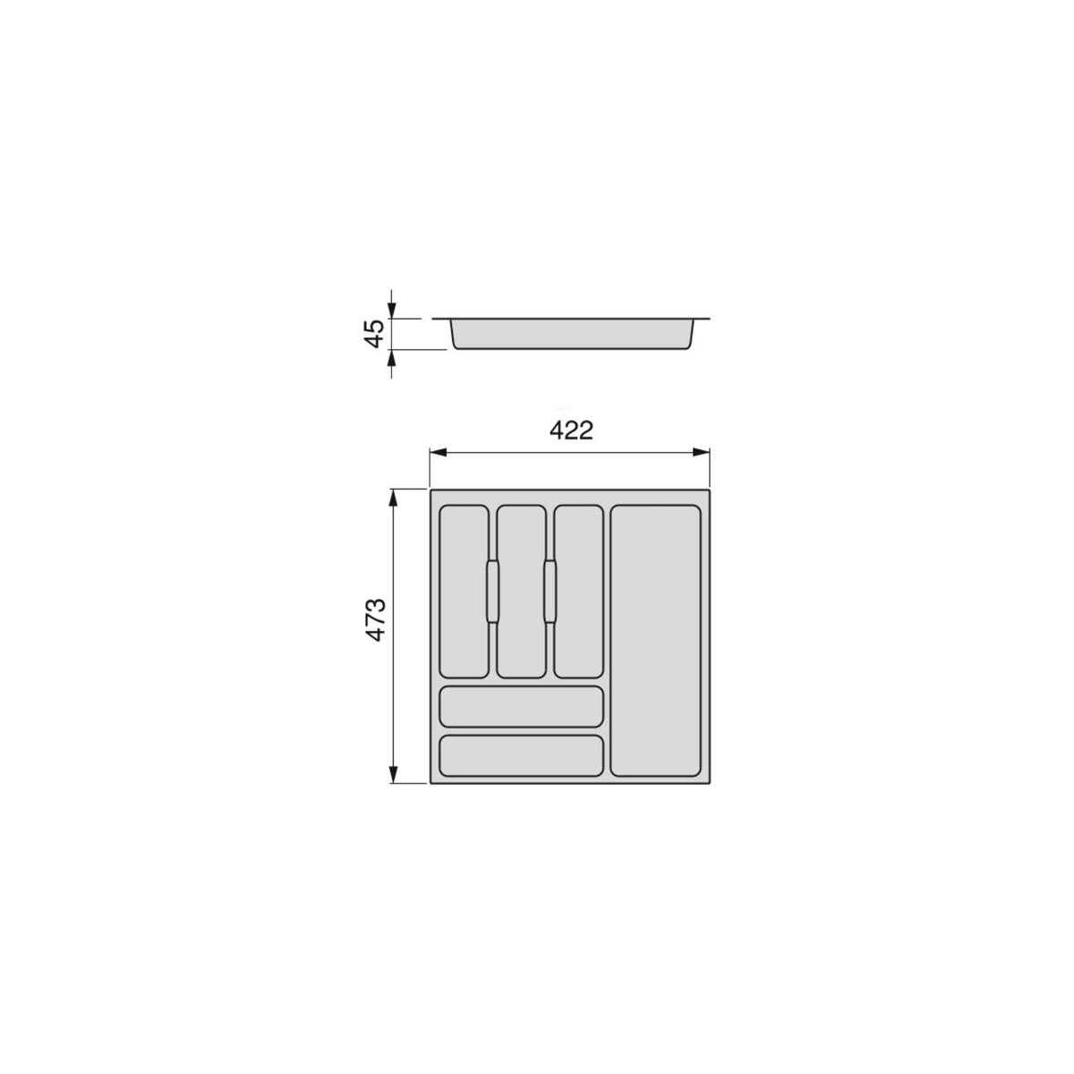 BESTECKEINSATZ Optima Vertex/Concept, Tiefe 500mm, 16mm Plattenstärke, Modul 500mm, Kunststoff, weiss - Weiß, Kunststoff (44.5/5/52cm) - EMUCA