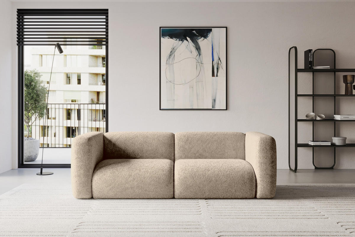 MODULARES Sofa 2-SITZER MIRA-S1 228x89x70 Braun cm Velours - Schwarz/Braun, Holzwerkstoff/Kunststoff (228/70/89cm) - ALTDECOR