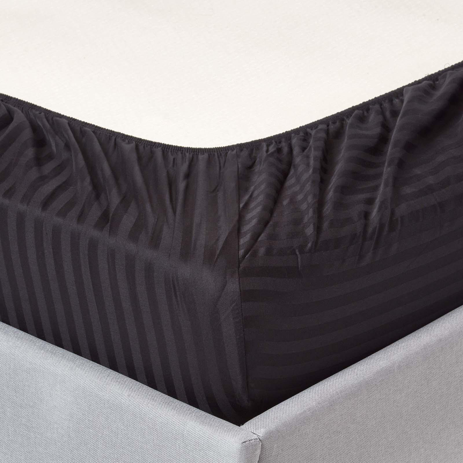 SPANNBETTLAKEN Damast gestreift, 100% Ägyptische Baumwolle - Schwarz, Textil (160/200cm) - Homescapes
